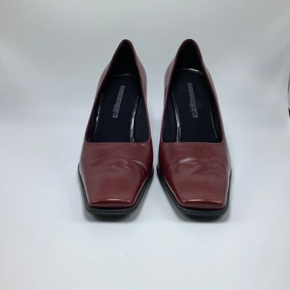 Cloud 9 Burgundy Square Toe Pumps 8.5M - Picture 3 of 11